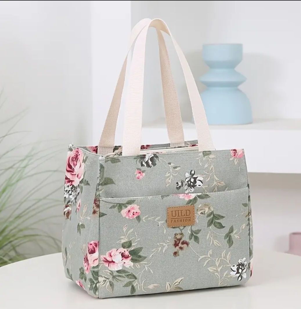 ÇİÇEKLİ HOBİ ÇANTASI -YEŞİL