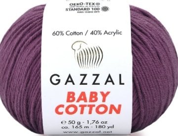 3441 GAZZAL BABY COTTON 50GR- Patlıcan Moru