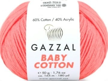 3460 GAZZAL BABY COTTON 50GR-Neon Açık Pembe