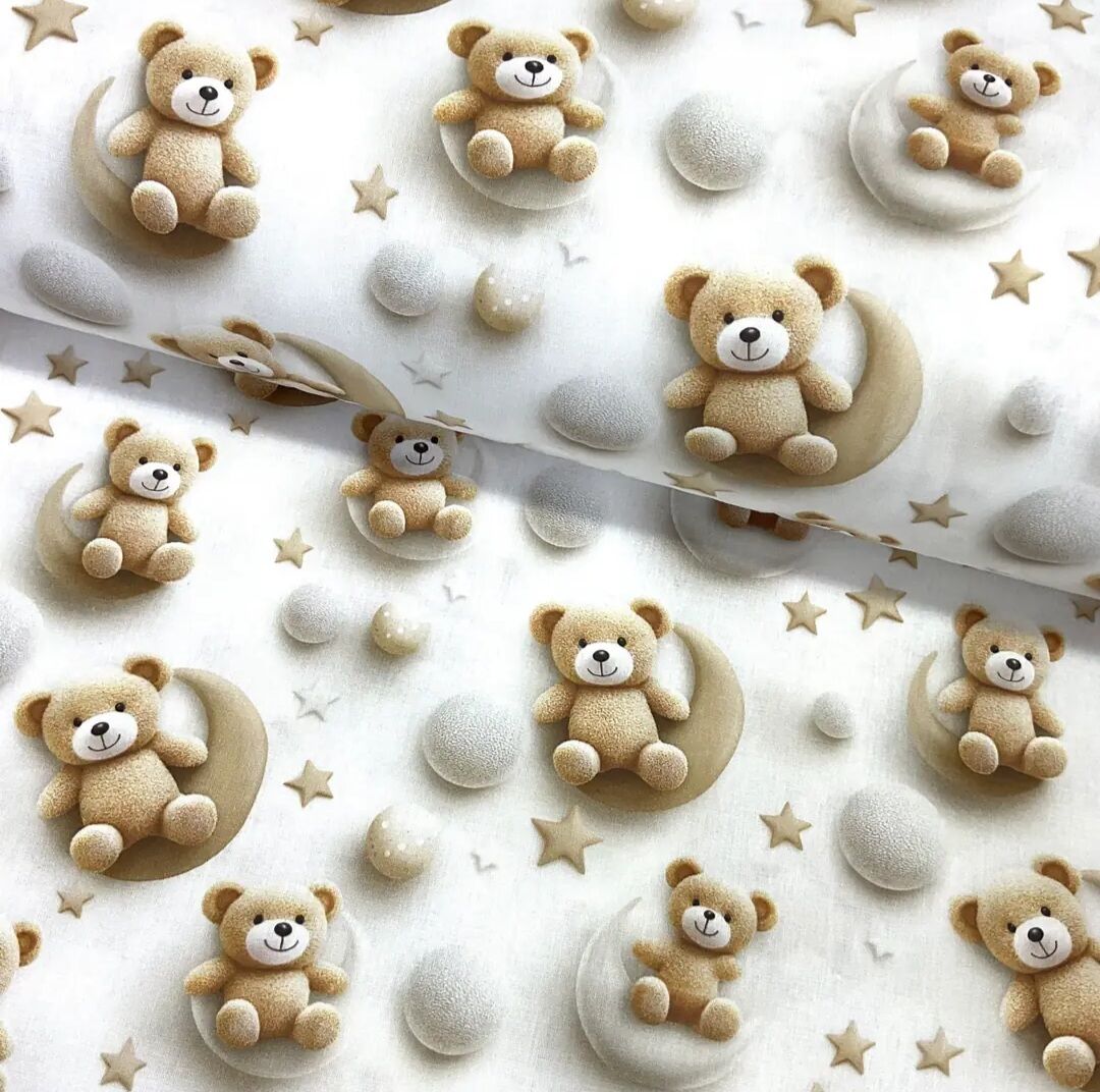 Ayıcıklı Digital Poplin Kumaş