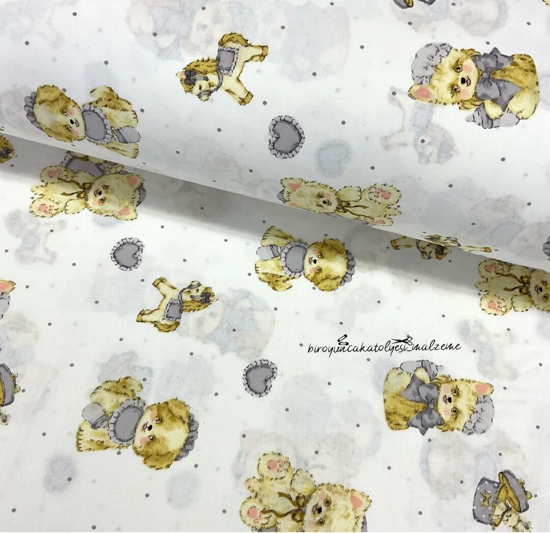 Sevimli Sarı Köpekler Poplin Kumaş