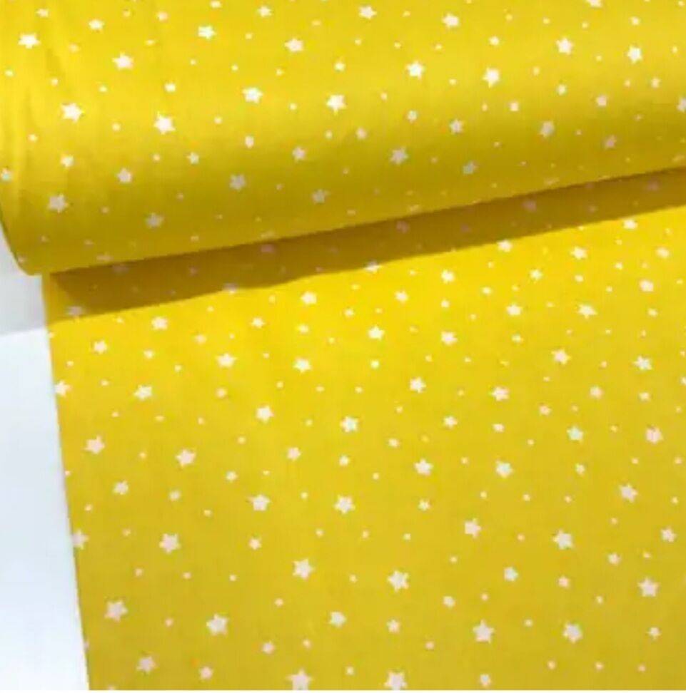 Küçük Sarı Yıldız Poplin Kumaş