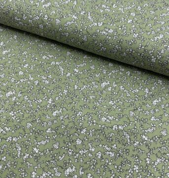 Çıtıpıtı Çiçekler Yeşil Poplin Kumaş