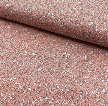 Çıtıpıtı Çiçekler Turuncu Poplin Kumaş