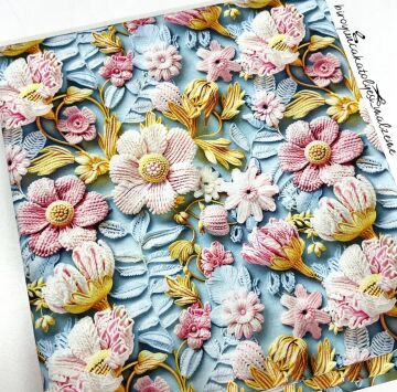 Örgü Çiçekler Digital Kumaş