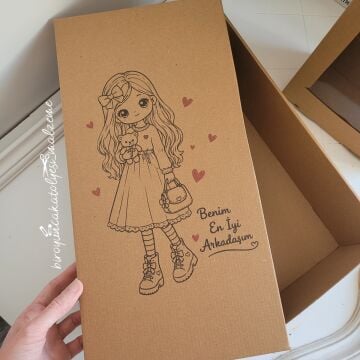 40 CM AMİGURUMİ KUTUSU- KIZ RESİMLİ TASARIM KUTU