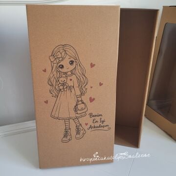 40 CM AMİGURUMİ KUTUSU- KIZ RESİMLİ TASARIM KUTU